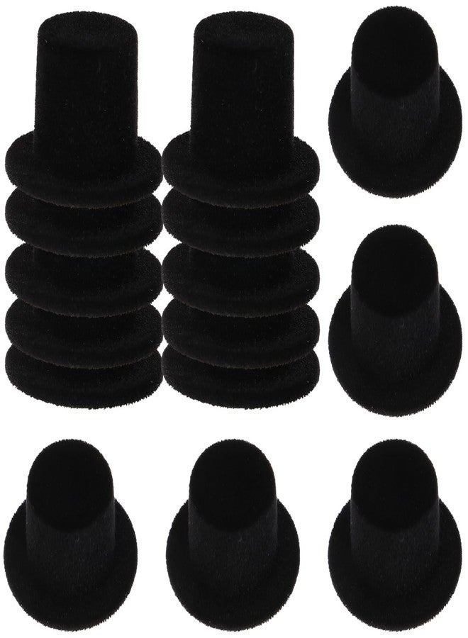 HAKIDZEL Clown Hat Decoration - 10Pcs Mini Black Top Hats for DIY Crafts Halloween and Christmas Decor Soft Flocking Material - Image 1
